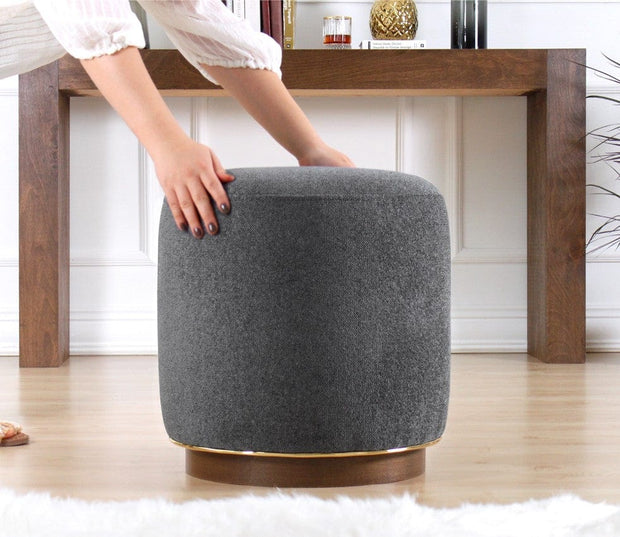 Asir Taburet tapitat cu stofa, Zeone Gri, Ø42xH43 cm