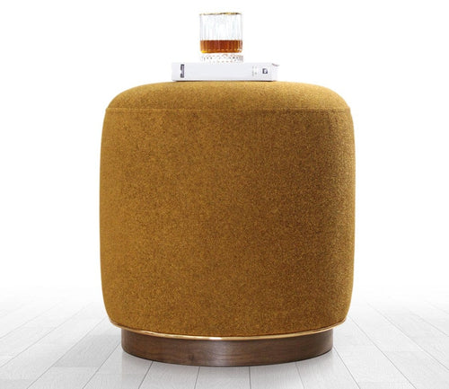 Asir Taburet tapitat cu stofa, Zeone Verde Olive, Ø42xH43 cm