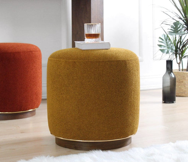 Asir Taburet tapitat cu stofa, Zeone Verde Olive, Ø42xH43 cm