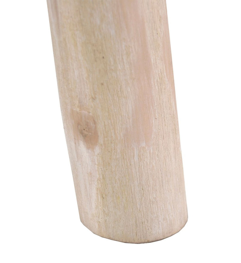Taburet tapitat cu piele naturala si picioare din lemn Goat Maro / Natural, Ø38xH45 cm (6)