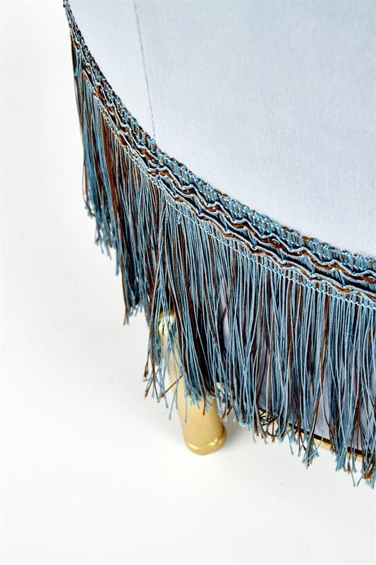 Taburet tapitat cu stofa si picioare metalice Corvus Albastru deschis / Auriu, Ø39xH39 cm (4)
