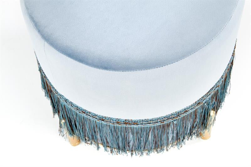 Taburet tapitat cu stofa si picioare metalice Corvus Albastru deschis / Auriu, Ø39xH39 cm (3)