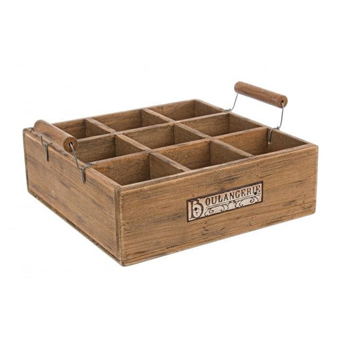 Tava pentru servire compartimentata, din lemn de Paulownia Boulangerie Natural, L26,5xl26,5xH10,5 cm