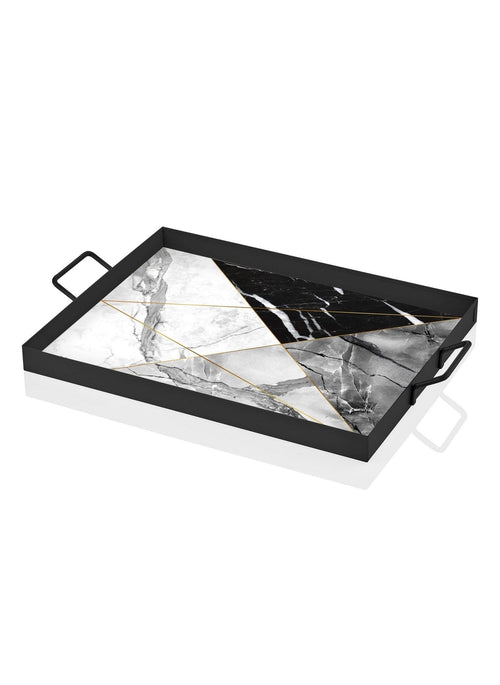 Tava pentru servire din metal, Marble Multicolor, L40xl30xH3 cm