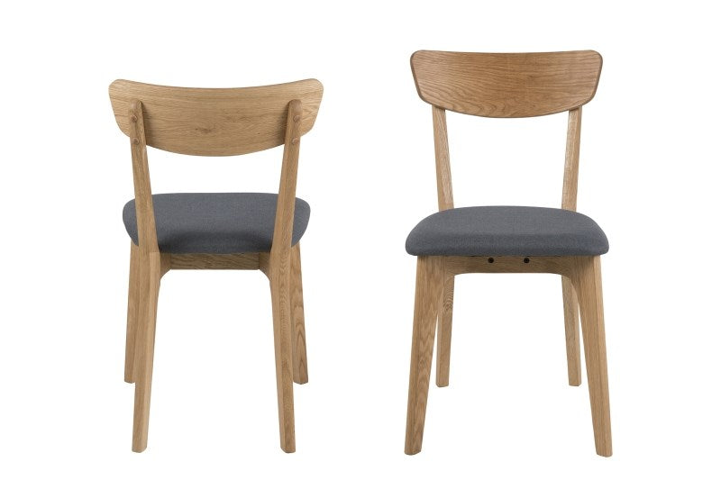 Set 2 scaune din lemn, tapitate cu stofa Taxi Gri Inchis / Stejar, l45xA49xH84 cm (1)