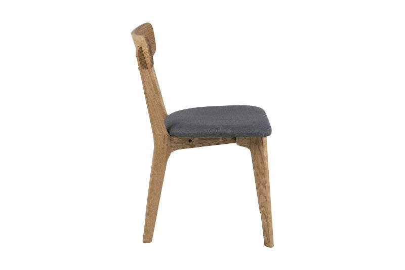 Set 2 scaune din lemn, tapitate cu stofa Taxi Gri Inchis / Stejar, l45xA49xH84 cm (6)