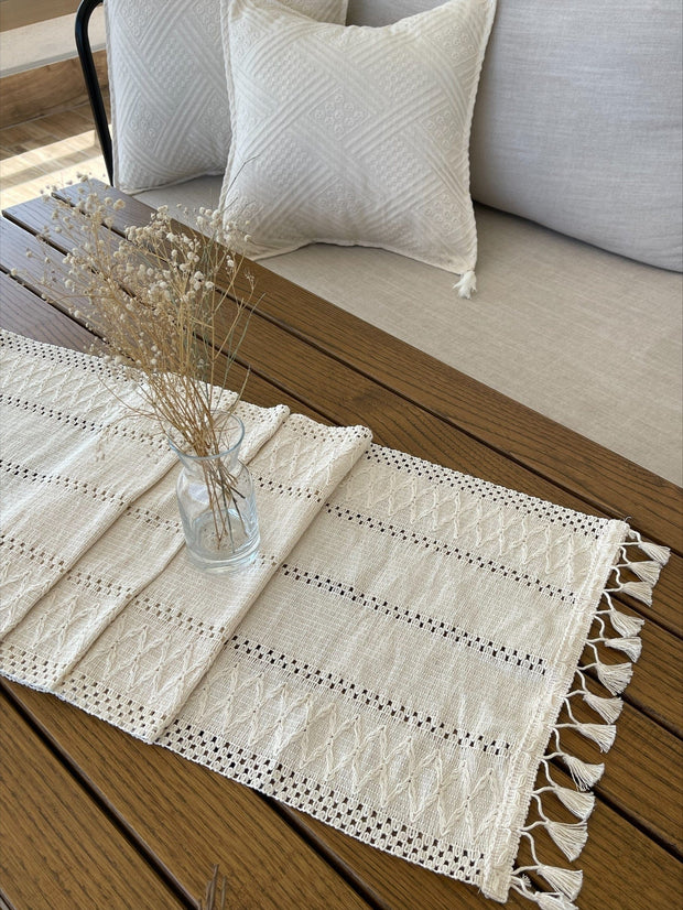 Traversa masa din bumbac Modif Dantel Nude, 35 x 145 cm (2)