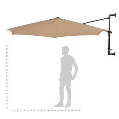 Umbrela de soare cu montaj pe perete, Reda Grej, Ø300xH131 cm (9)