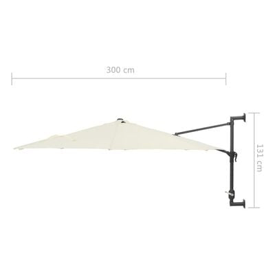 Umbrela de soare cu montaj pe perete, Reda Ivoir, Ø300xH131 cm (6)