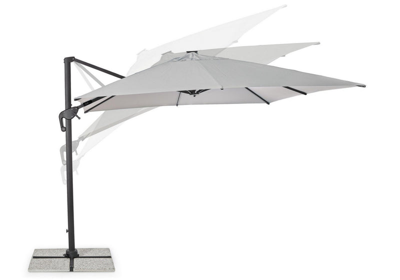 Umbrela de soare suspendata, cu LED solar inclus, Ines Gri Deschis, L300xl300xH265 cm (4)