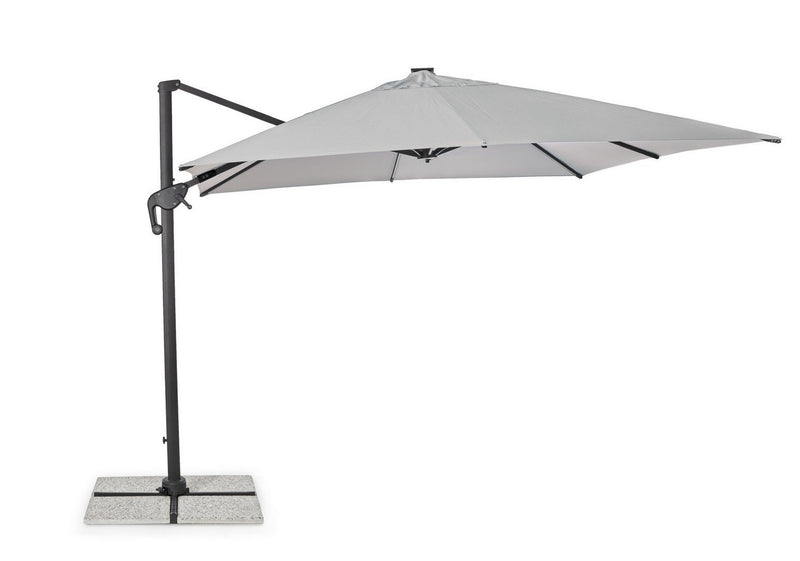 Umbrela de soare suspendata, cu LED solar inclus, Ines Gri Deschis, L300xl300xH265 cm (3)