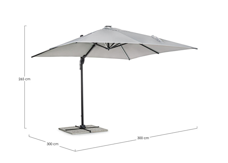 Umbrela de soare suspendata, cu LED solar inclus, Ines Gri Deschis, L300xl300xH265 cm (13)