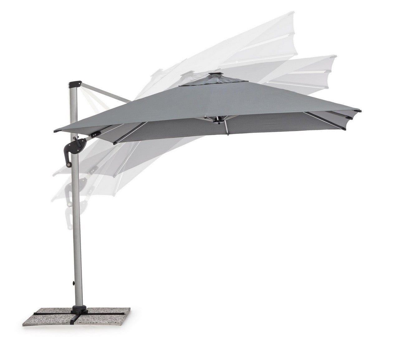 Umbrela de soare suspendata, cu LED solar inclus, Ines Gri Inchis, L300xl300xH265 cm (5)