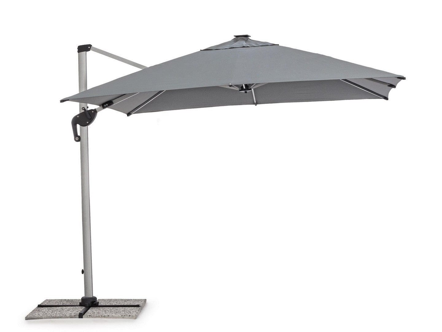 Umbrela de soare suspendata, cu LED solar inclus, Ines Gri Inchis, L300xl300xH265 cm (4)