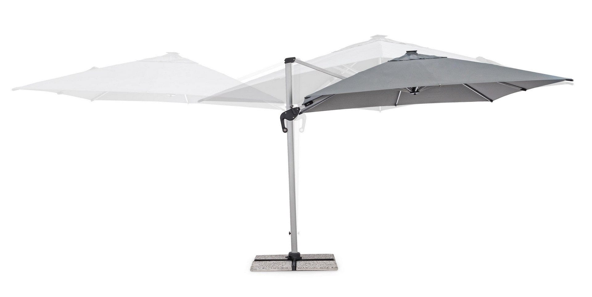 Umbrela de soare suspendata, cu LED solar inclus, Ines Gri Inchis, L300xl300xH265 cm (3)