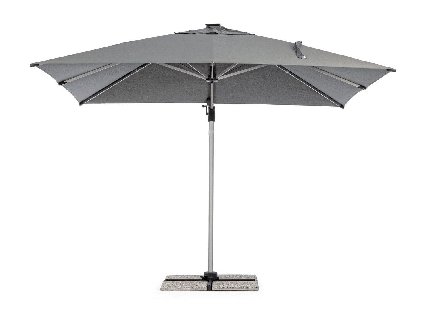 Umbrela de soare suspendata, cu LED solar inclus, Ines Gri Inchis, L300xl300xH265 cm (2)
