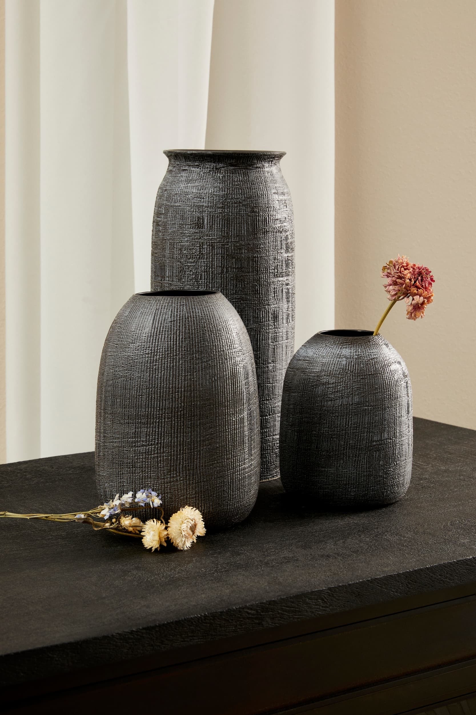 Vaza decorativa din ceramica, Papyrus L Gri Inchis, Ø18xH25,3 cm (1)