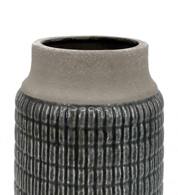 Vaza decorativa din ceramica, Tian Relief Gri, Ø20xH33 cm (1)