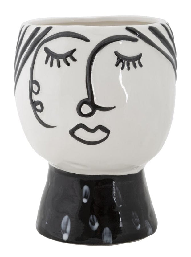 Vaza decorativa din portelan, Face Round Alb / Negru, Ø14xH18,2 cm (1)