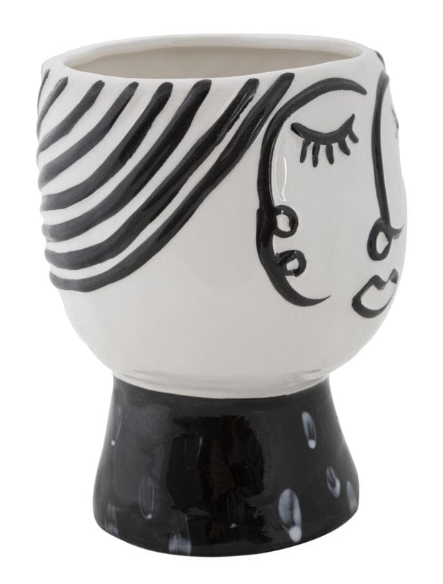 Vaza decorativa din portelan, Face Round Alb / Negru, Ø14xH18,2 cm (2)