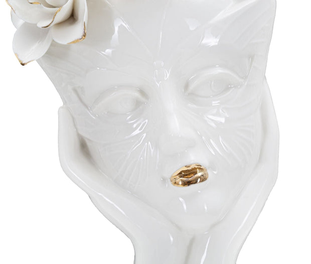 Vaza decorativa din portelan, Woman Mask Alb / Auriu, L16,5xl14xH27,3 cm (3)
