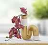 Vaza decorativa din rasina, Bann Tall Alb / Auriu, L10,7xl10,7xH18,3 cm (1)