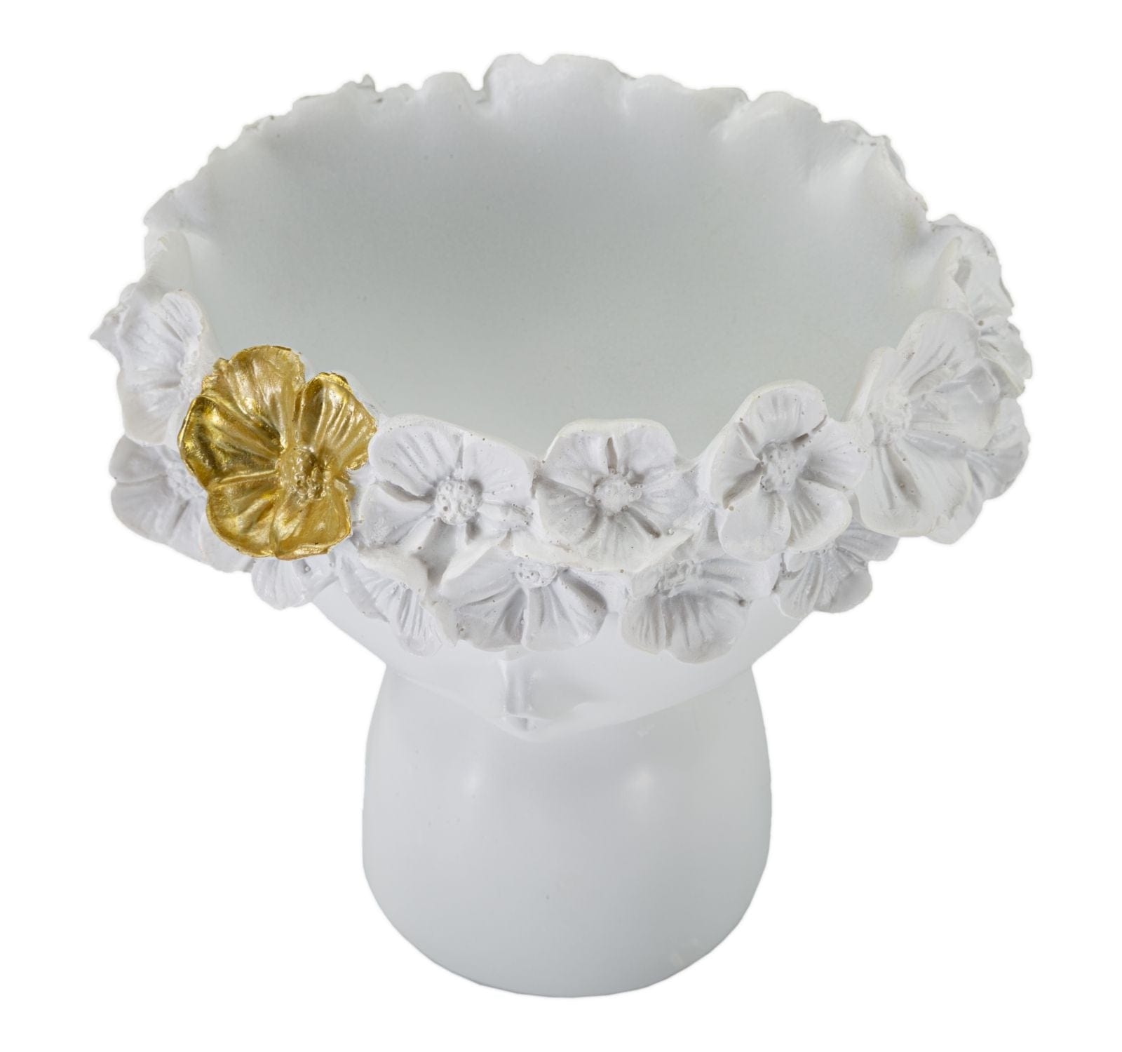 Vaza decorativa din rasina, Lady Cempaka Small Alb / Auriu, L15xl12,5xH14 cm (2)