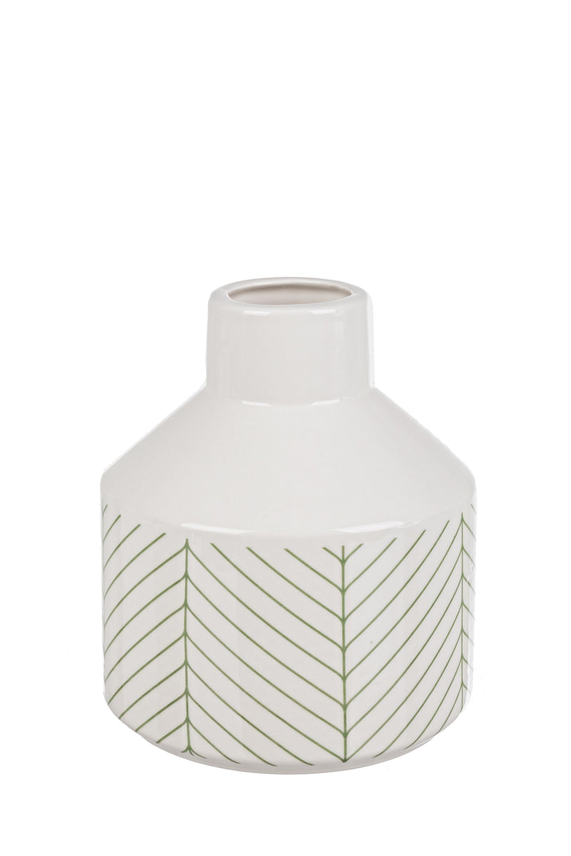 Vaza decorativa din ceramica Leaf S Alb / Verde, Ø17xH19,5 cm