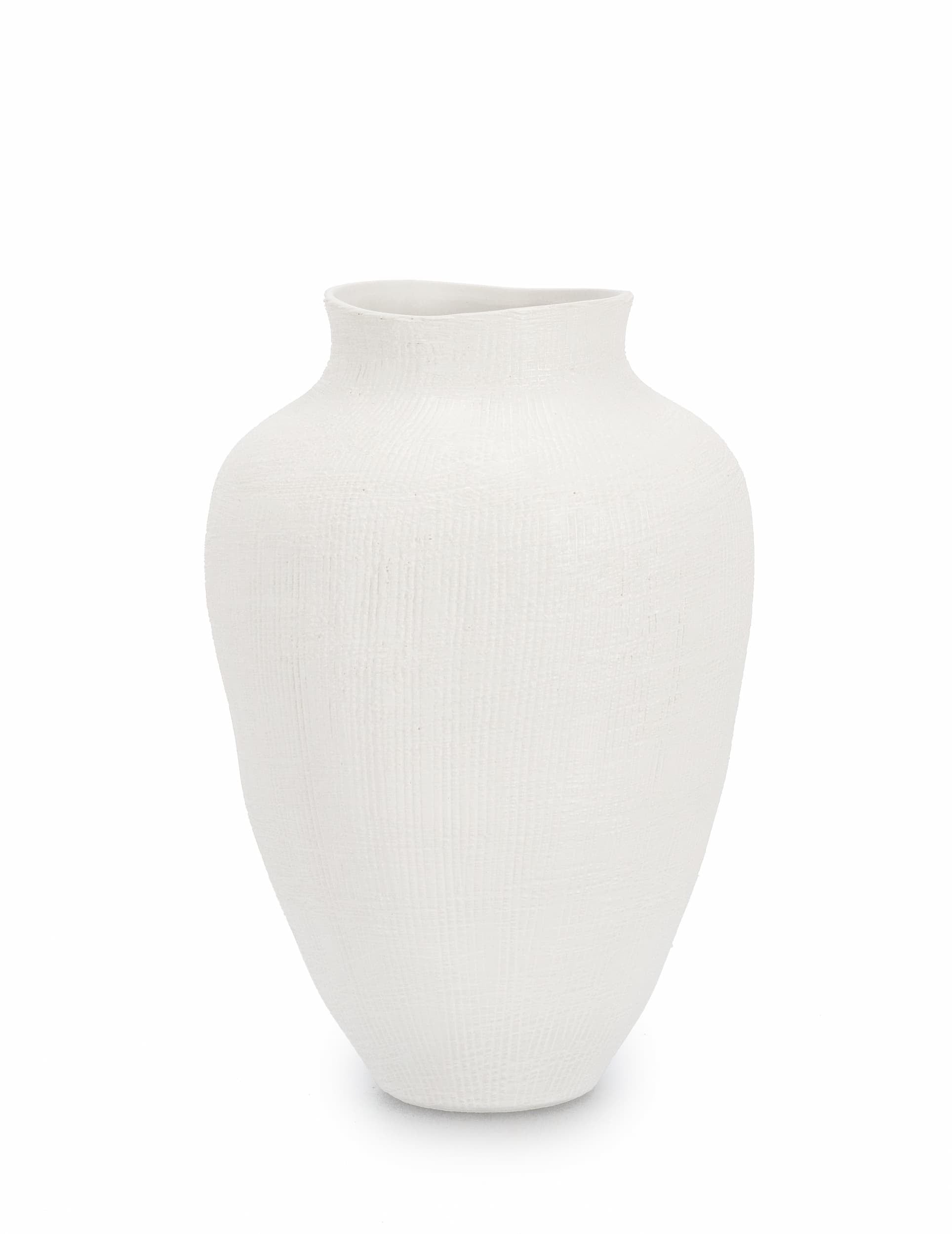 Vaza decorativa din ceramica, Papyrus Shaped M Alb, Ø20xH29,8 cm