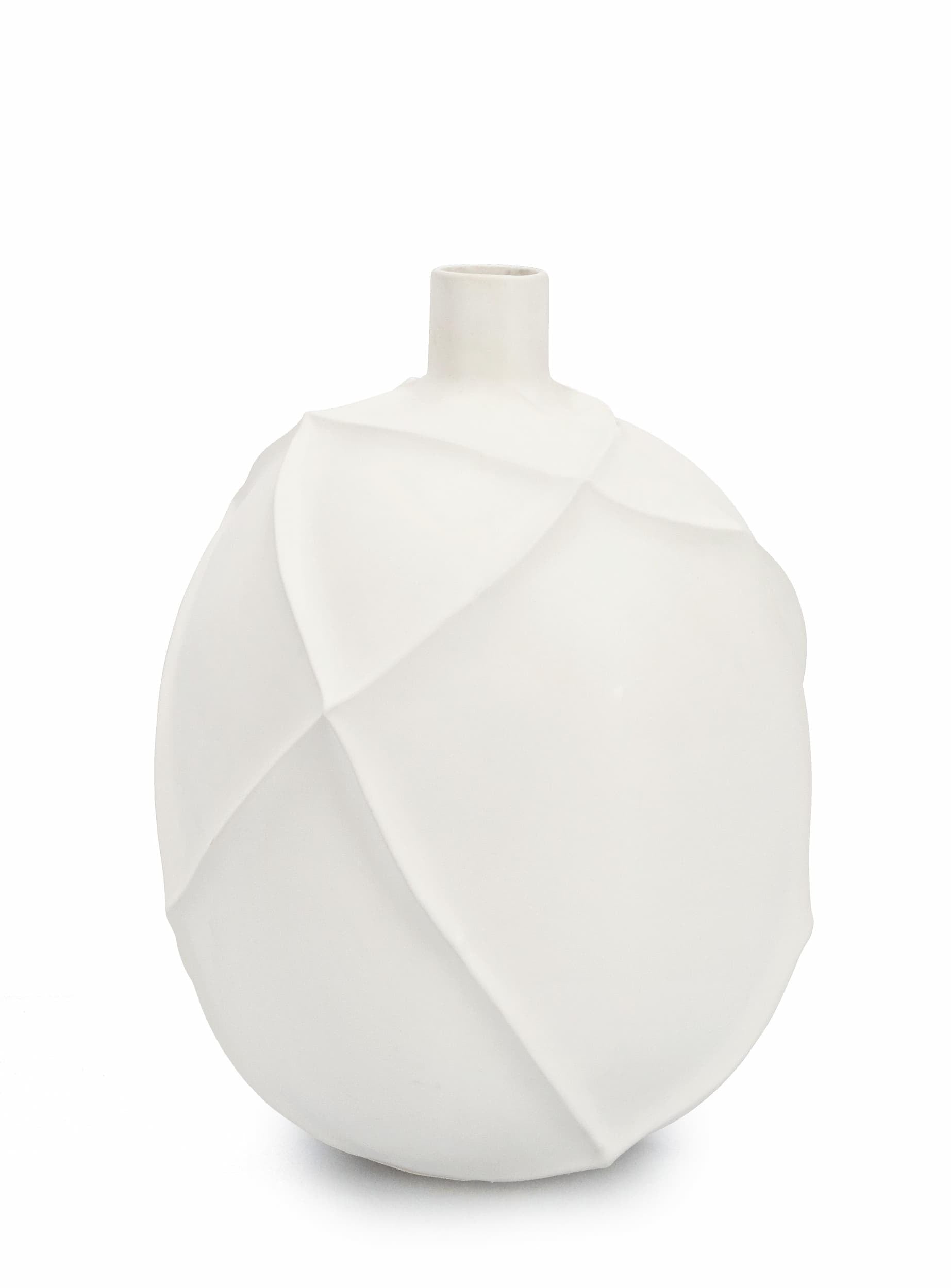 Vaza decorativa din ceramica, Ridged S Alb, Ø19xH27 cm