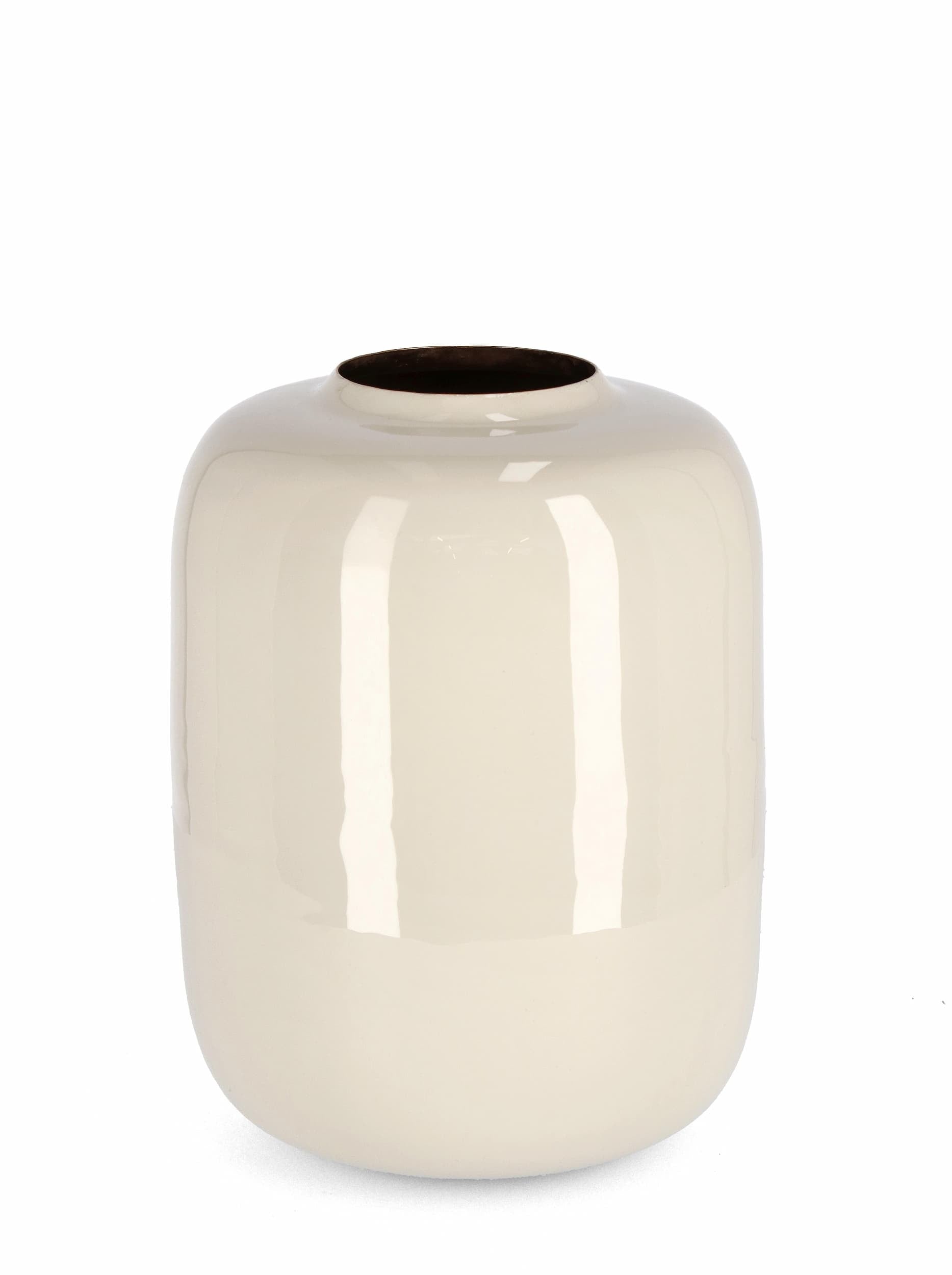 Vaza decorativa din metal, Velma Round L Bej, Ø21xH27,5 cm