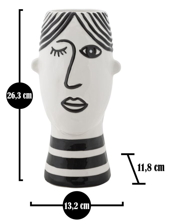 Vaza decorativa din portelan, Face Alb / Negru, L13,2xl11,8xH26,3 cm (6)