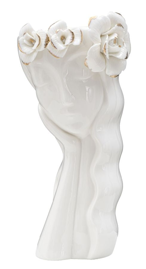 Vaza decorativa din portelan, Woman Cute Alb / Auriu, L14,8xl13xH29 cm (1)