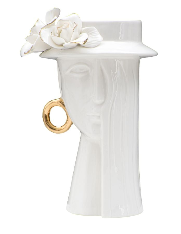 Vaza decorativa din portelan, Woman Elegant Alb / Auriu, L15xl13,3xH23,5 cm (2)