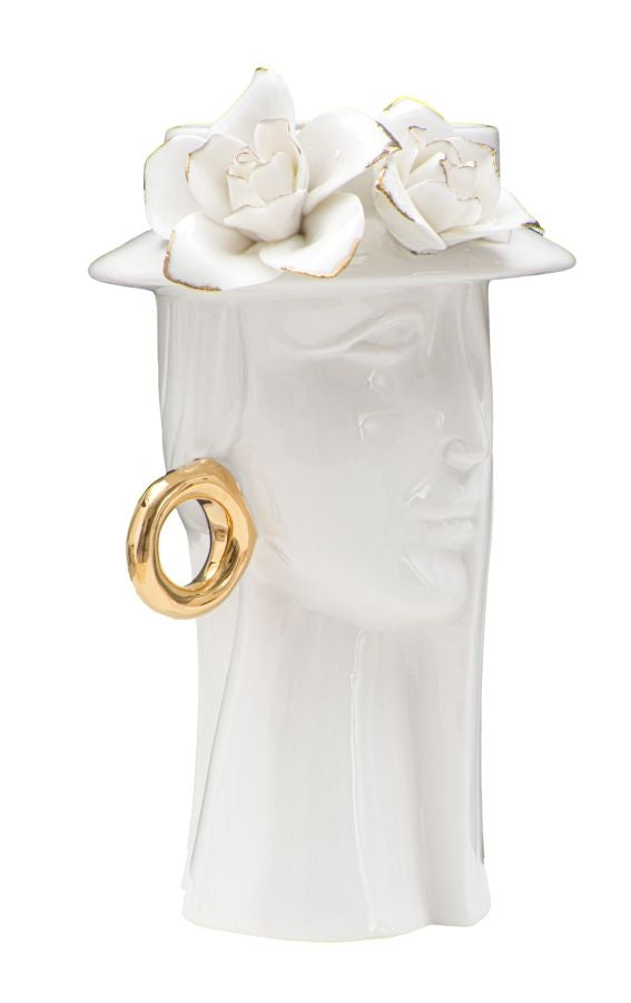 Vaza decorativa din portelan, Woman Elegant Alb / Auriu, L15xl13,3xH23,5 cm (1)