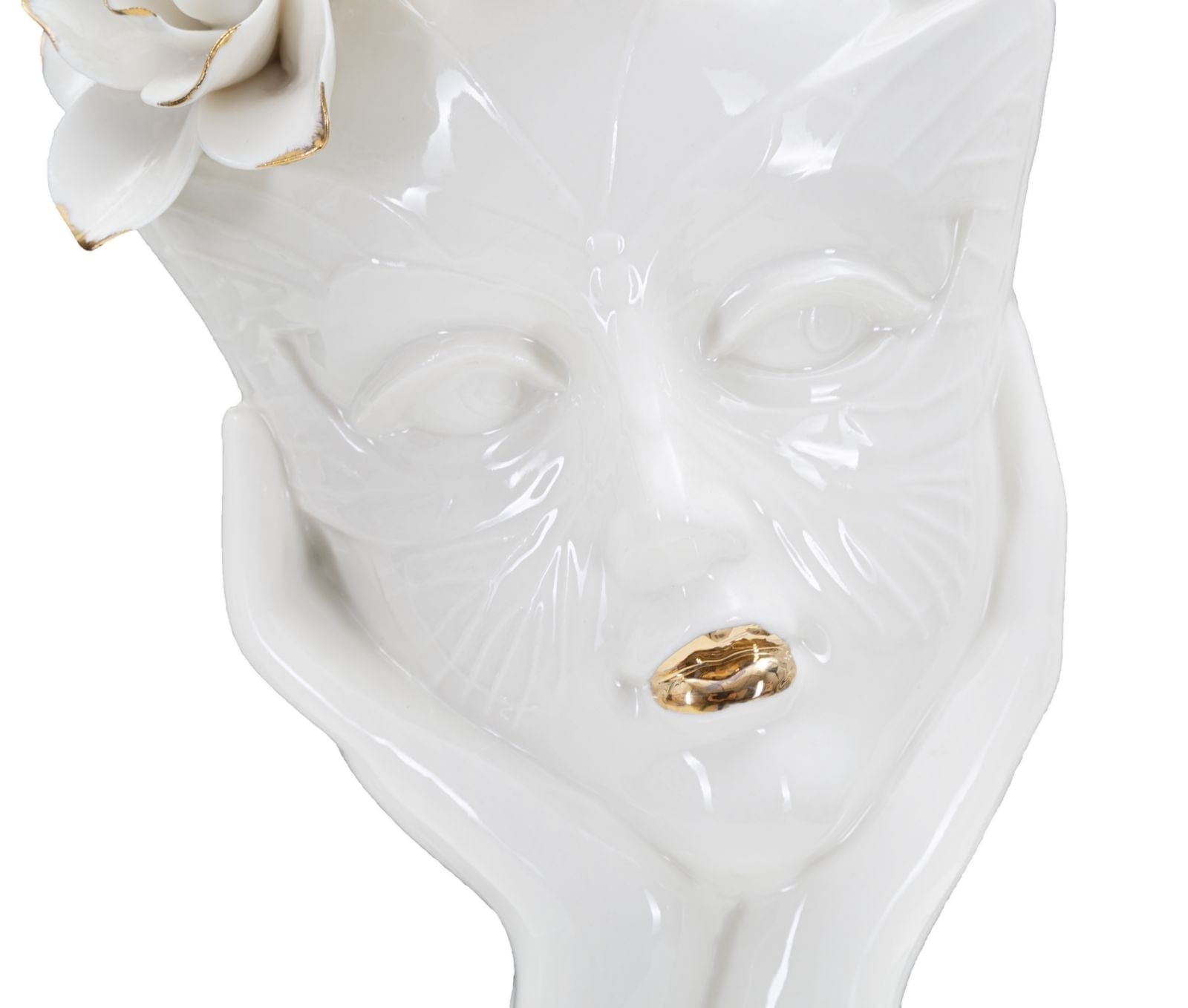Vaza decorativa din portelan, Woman Mask Alb / Auriu, L16,5xl14xH27,3 cm (3)