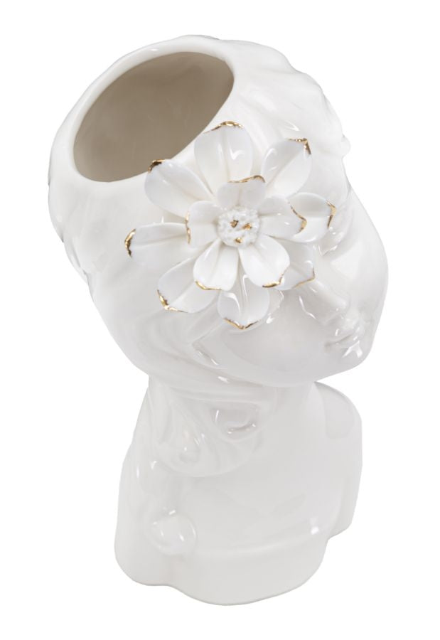 Vaza decorativa din portelan, Young Lady Flower Alb / Auriu, L10,5xl10xH24,7 cm (2)