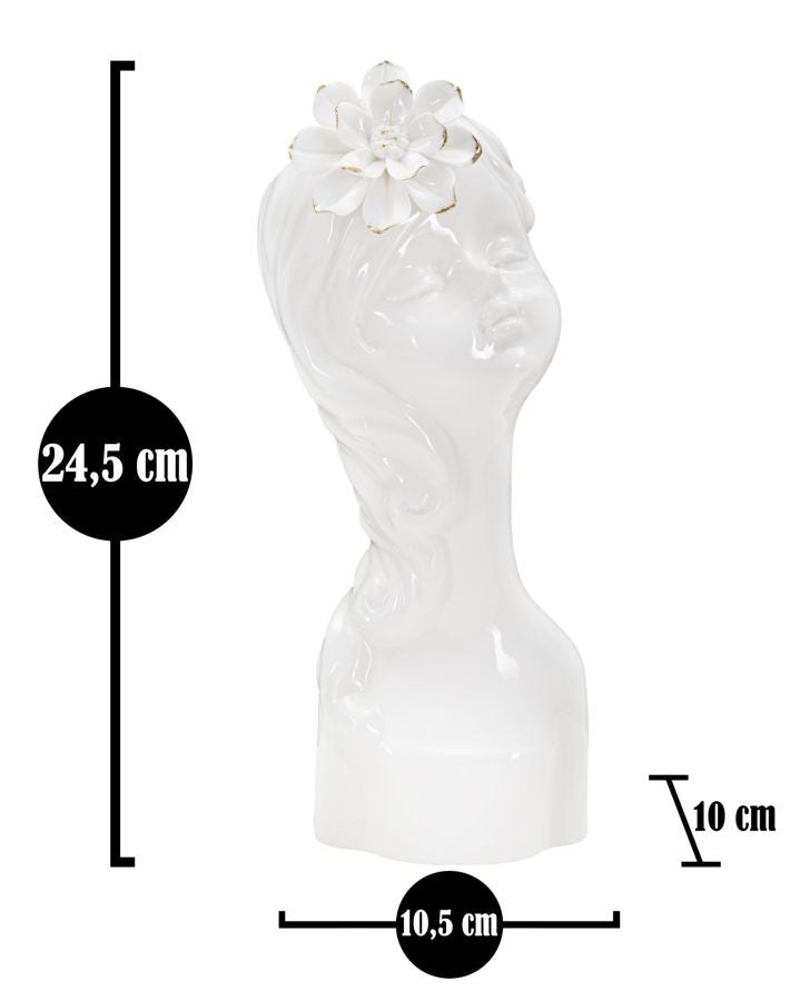 Vaza decorativa din portelan, Young Lady Flower Alb / Auriu, L10,5xl10xH24,7 cm (5)