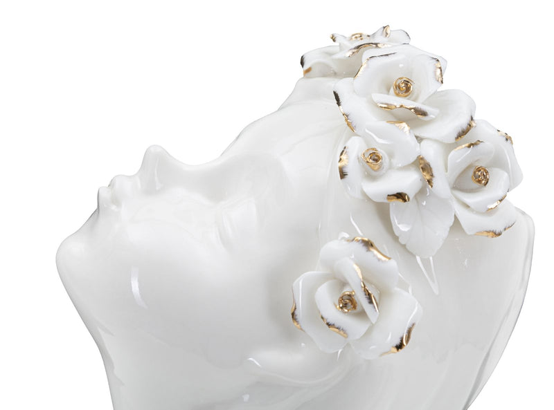 Vaza decorativa din portelan, Young Lady Roses Alb / Auriu, L14xl10xH26 cm (5)