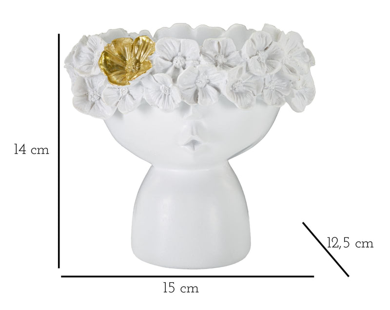 Vaza decorativa din rasina, Lady Cempaka Small Alb / Auriu, L15xl12,5xH14 cm (4)