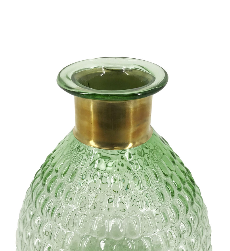 Vaza decorativa din sticla si metal Smith Low Verde, Ø22xH26 cm (2)