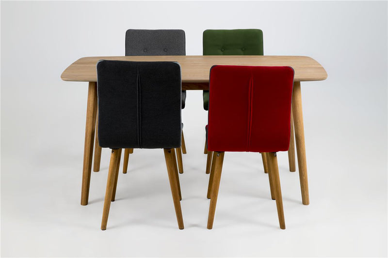 Set 2 scaune tapitate cu stofa si picioare din lemn Frida Gri Deschis / Gri Inchis / Stejar, l43xA55xH88 cm (3)