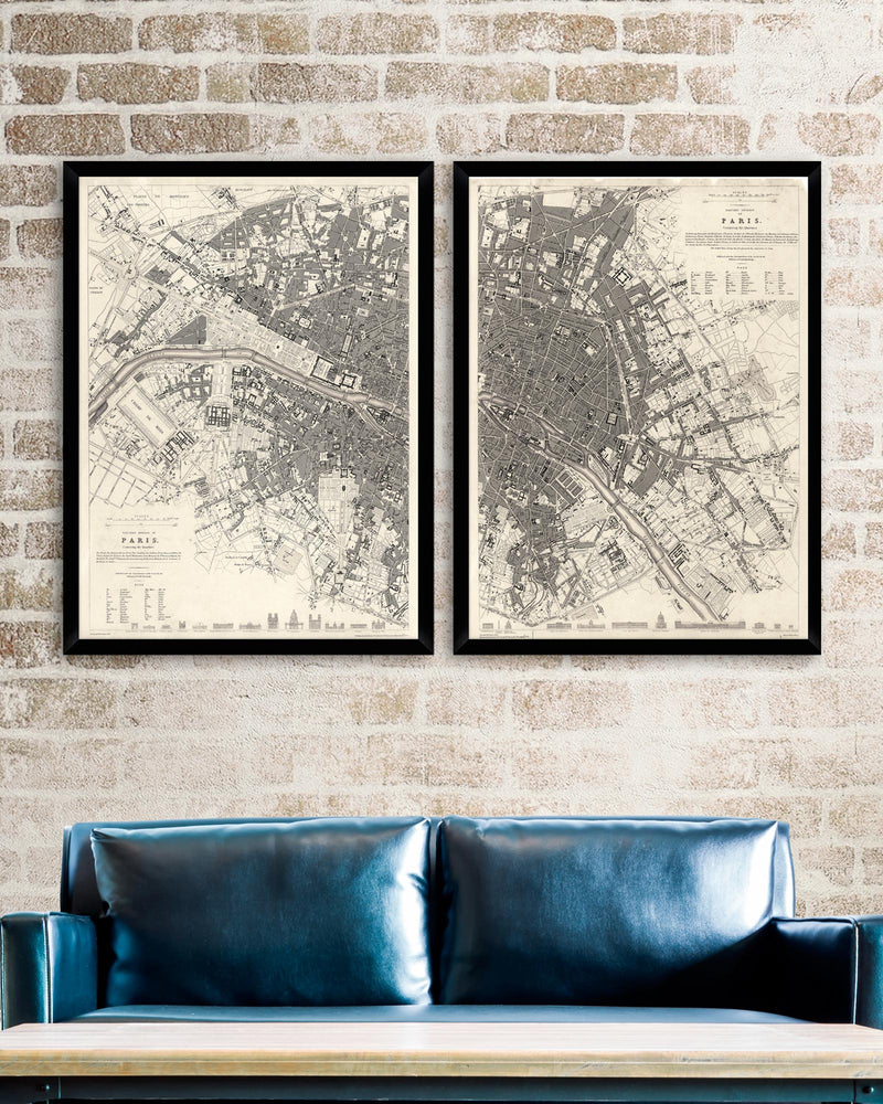 Tablou 2 piese Framed Art Vintage Paris Maps (3)