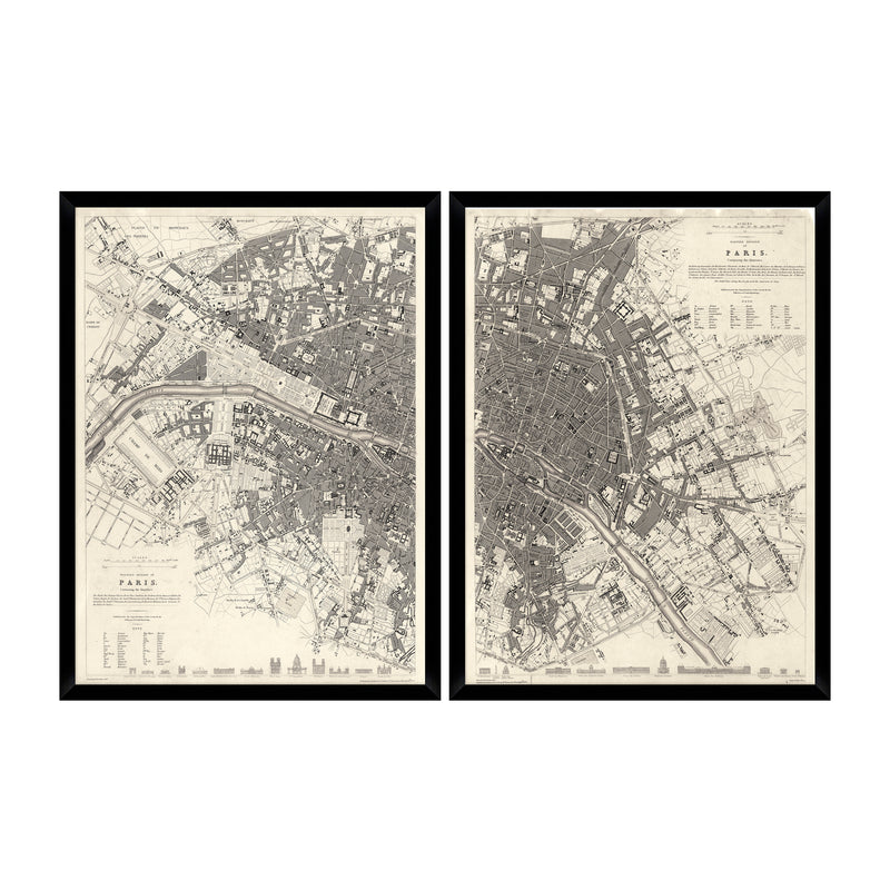 Tablou 2 piese Framed Art Vintage Paris Maps