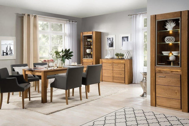 Vitrina din furnir si pal, cu 2 usi si LED inclus Velvet 11 Stejar Rustic, l75xA42xH200 cm (1)