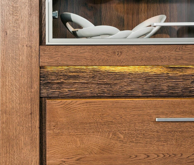 Vitrina din furnir si pal, cu 2 usi si LED inclus Velvet 11 Stejar Rustic, l75xA42xH200 cm (5)