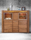 Vitrina din furnir si pal, cu 6 usi si LED inclus, Velvet 48 Large Stejar Rustic, l161xA42xH135 cm