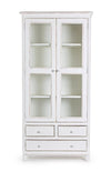 Vitrina din lemn de mango, cu 3 sertare si 2 usi Colette Large Alb Antichizat, l90xA38xH185 cm (2)