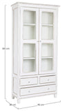 Bizzotto Vitrina din lemn de mango, cu 3 sertare si 2 usi Colette Large Alb Antichizat, l90xA38xH185 cm