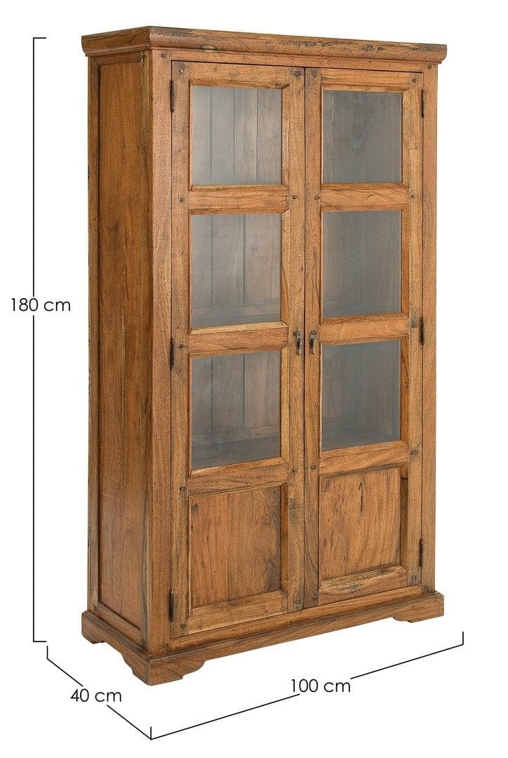 Vitrina din lemn de salcam, cu 2 usi, Chateaux Big Natural, l100xA40xH180 cm (4)